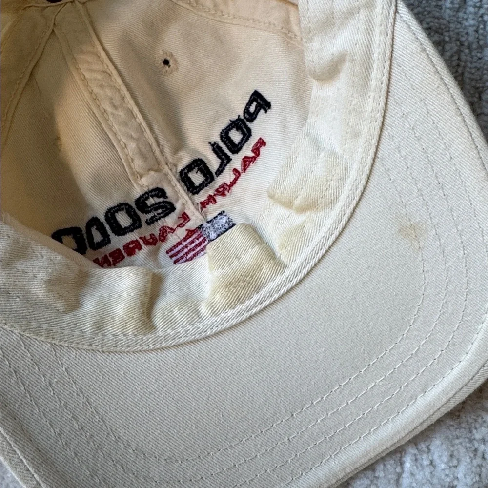 RARE Vintage Y2K Polo Sport Ralph Lauren. Polo 2000 White Ivory Hat 100% Cotton